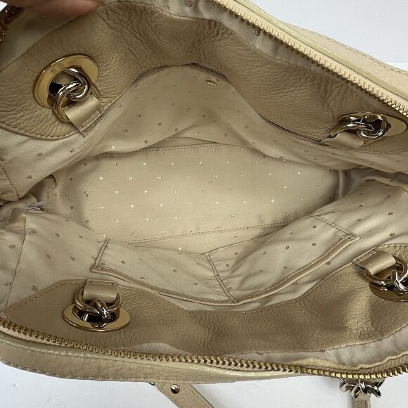 Kate Spade Georgina Gold coast Tan Cream Quilted Leather Satchel Bag Chain Bag - Picture 5 of 14